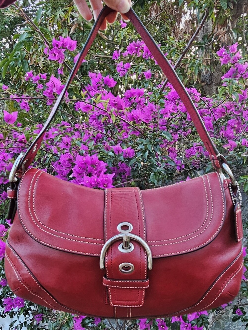 Coach F10910 MEDIUM Vintage Soho Y2K Dark Cherry Red Leather Shoulder Bag